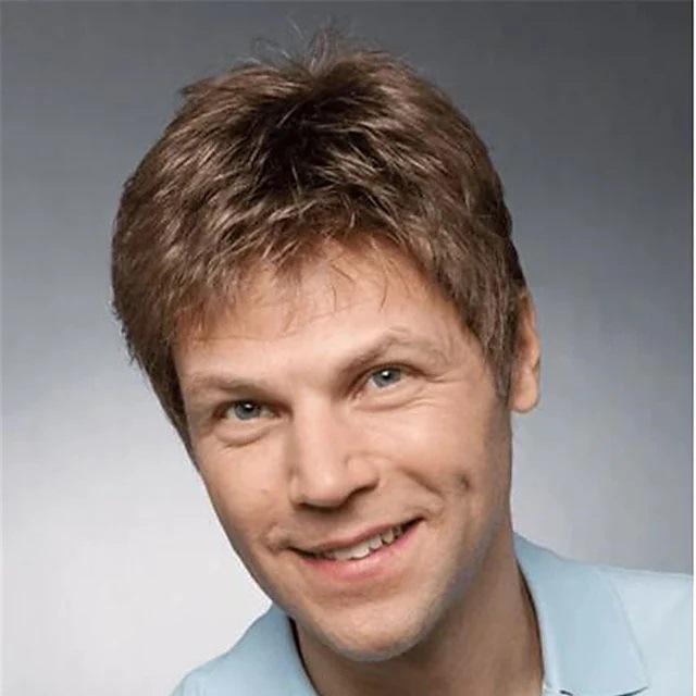 European American Wig Hair Fashionable Men's Fluffy Short Mechanism Synthetic Headband Men'swig