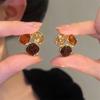 Brown Imitation Crystal Earring for Women Personalized Daily Stud Earrings Jewelry Accessories