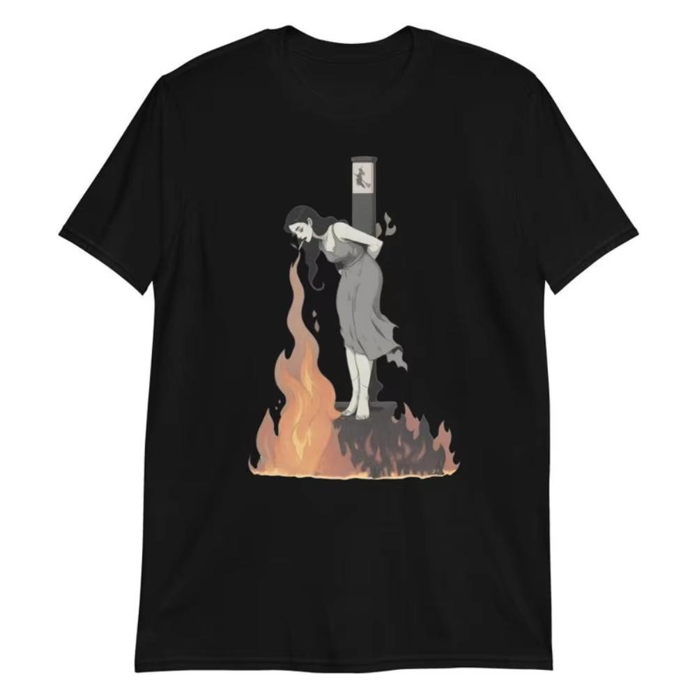 Witch Lighting Cigarette While Burning At The Stake Tshirt Personality Attitude Tee