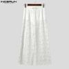 INCERUN Men Drawstring Elastic Waist Lace Patchwork Beach Loose Long Pants