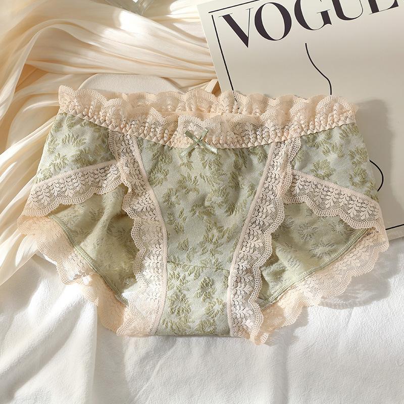 Underwear Women's Cotton Lingerie Antibacterial Crotch Lace Edge Bubble Cotton Oversized Triangle Panties