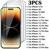 3Pcs Protective Glass For iPhone 14 13 12 11 Pro Max X XS XR 13 Mini Screen Protector For Iphone 15 Pro Max 14 Plus Glass Film