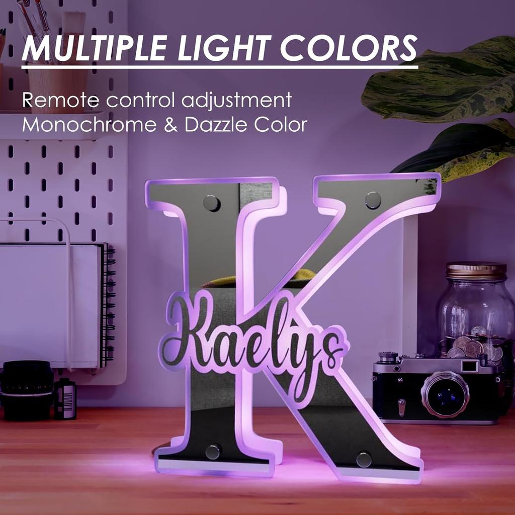 Индивидуальная подсветка имени для настенных светодиодных именных табличек Персонализированные настенные зеркальные светильники для декора стен спальни Акриловая 12-цветная светодиодная именная табличка День рождения