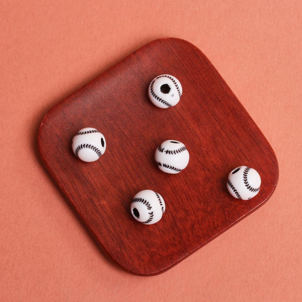 Хорошие подвески, круглые футбольные бусины с отверстием, акриловые, 5 шт., свободные бусины, футбольный мяч, 11 мм, 15,5 мм, баскетбольные браслеты, принадлежности для изготовления ювелирных изделий