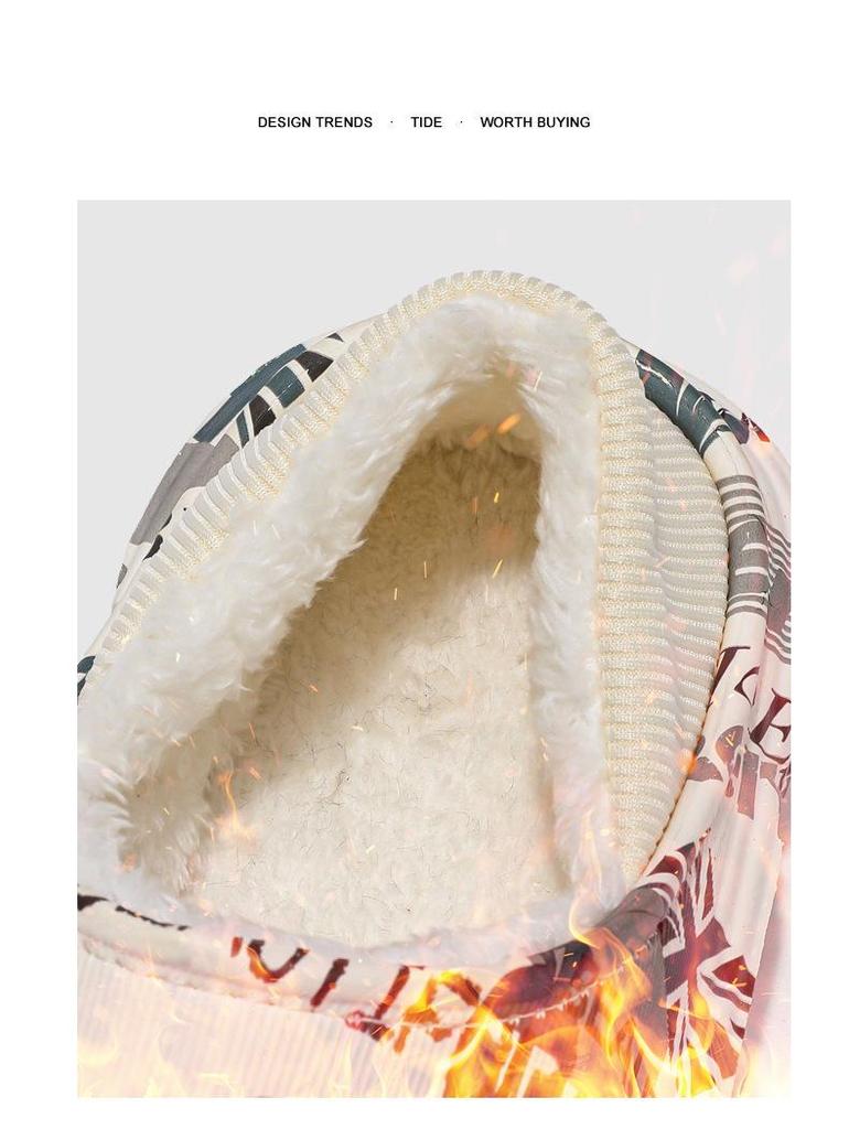 Мужские зимние водонепроницаемые хлопковые тапочки на флисовой подкладке - Большой размер, двойного назначения, с задником, полутапочки для улицы и дома