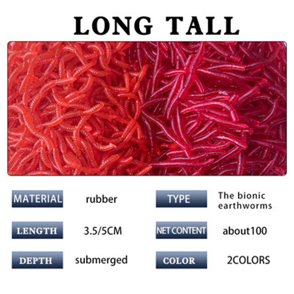 100pcs/Bottle Realistic Trout Soft Lure bloodworm Worm Red Baits EarthWorm Fishing Lure