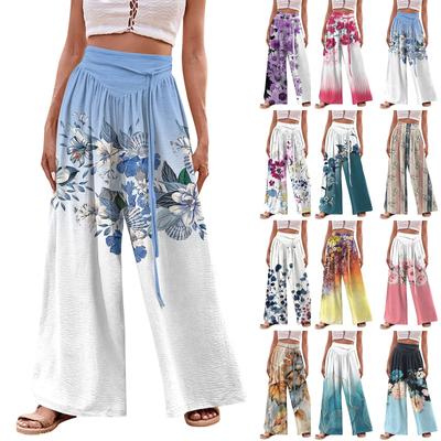 Женские винтажные удобные домашние широкие брюки с эластичной резинкой на талии