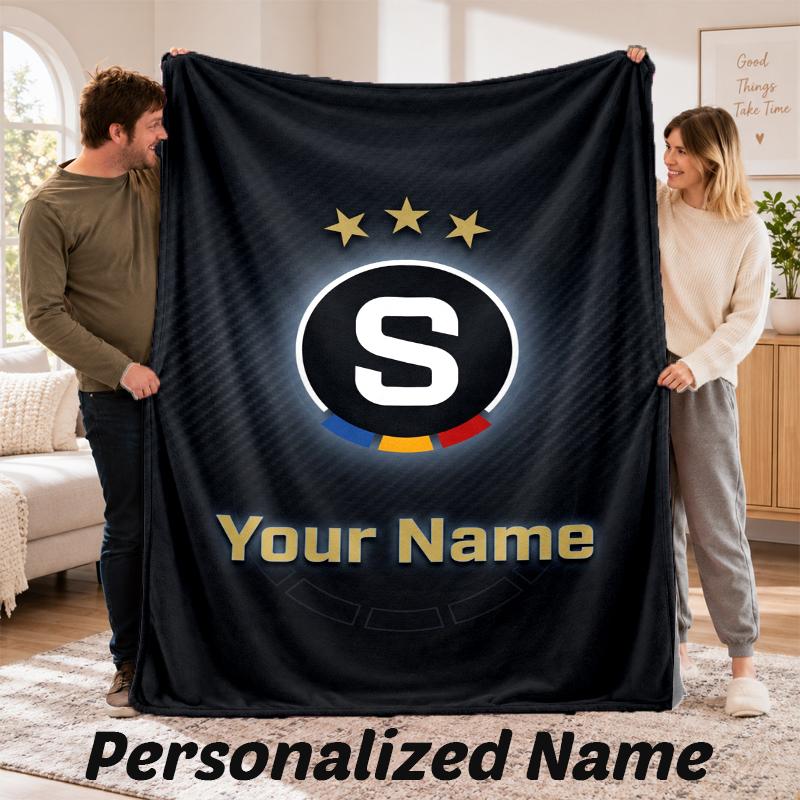 Sparta Prague Personalized Flannel Blanket Custom Name Text Soft Throw Blanket Home Decor
