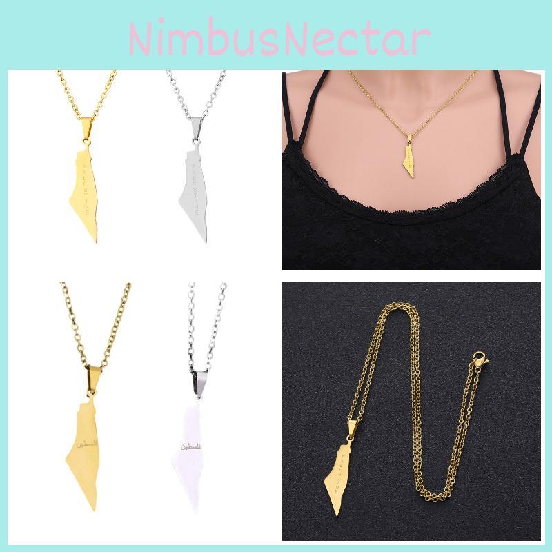 Стильное геометрическое ожерелье-подвеска в виде карты из нержавеющей стали для женщин Израиль и Палестина