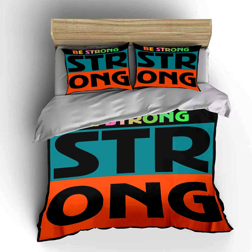 Be Strong Motivational Set Bedding Duvet Cover Set Duvet Cover Pillowcases (1*Duvet Cover 2*Pillowcases, without duvet insert)
