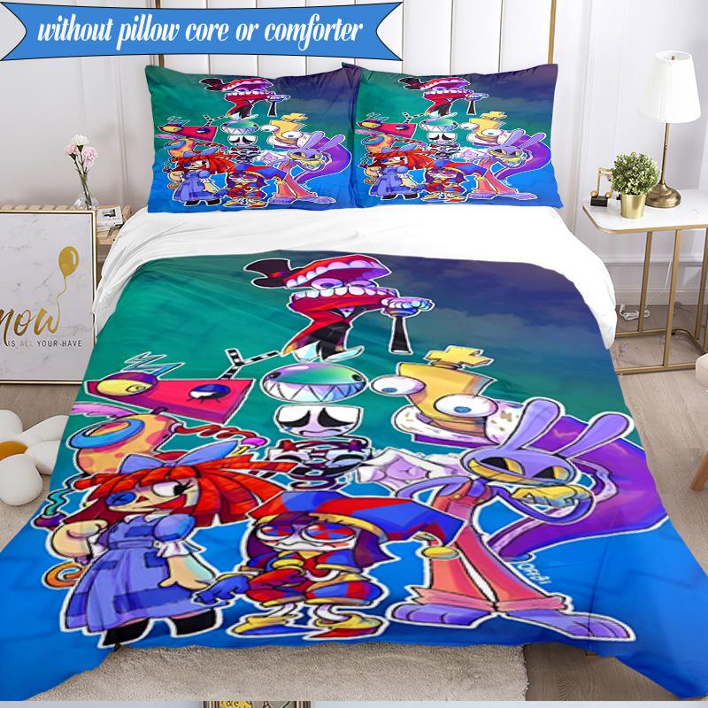 3PCS Colorful Digital Circus Bedding Set,Including 1pc Duvet Cover And 2pcs Pillowcases Perfect for Bedroom, Dormitory, Fan Christmas gift