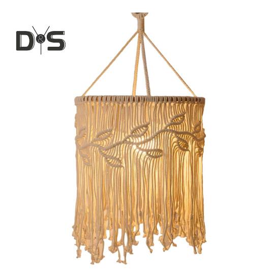 Абажур в стиле бохо с плетением, абажур ручной работы из макраме в стиле бохо, подвесной абажур из хлопковой веревки для спальни, гостиной, декора