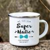 Merci Maitre Printed Mugs Creative Coffee Tea Cups Drinks Water Milk Enamel Mug School Home Handle Drinkware Gifts for Teacher