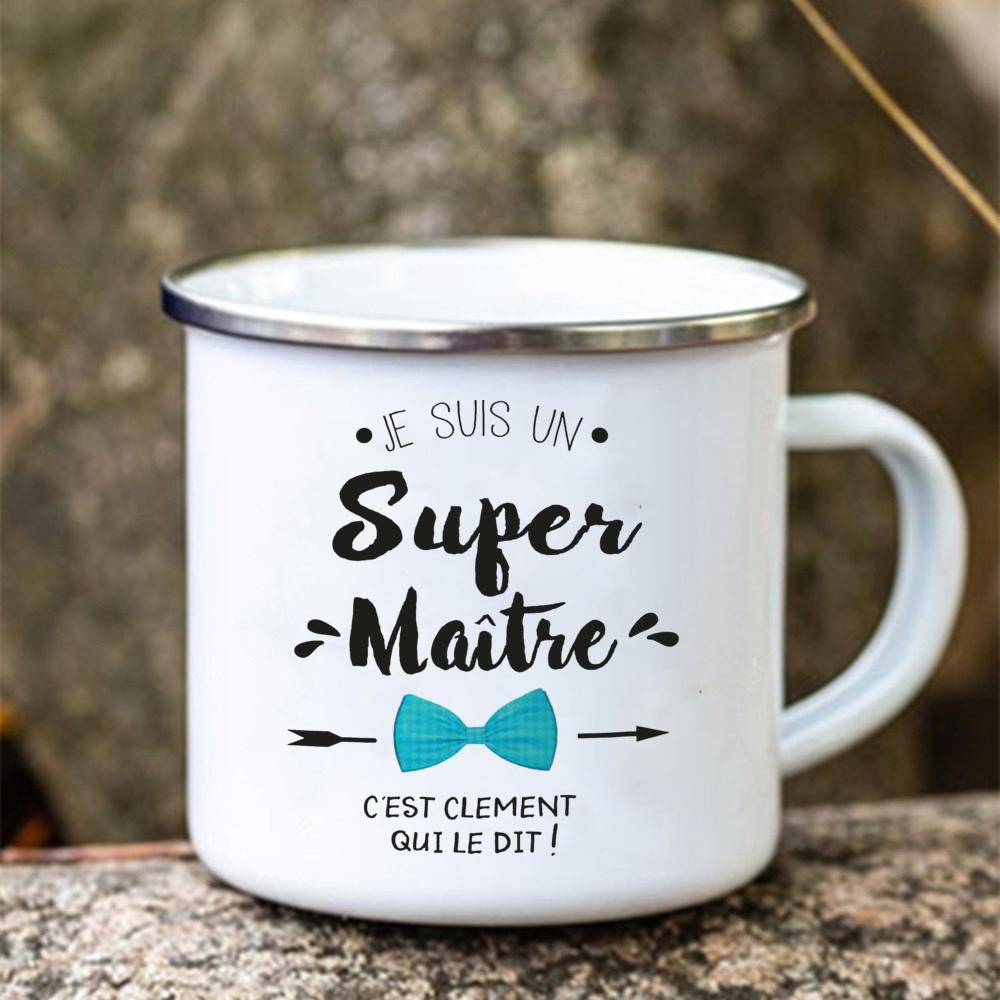 Merci Maitre Printed Mugs Creative Coffee Tea Cups Drinks Water Milk Enamel Mug School Home Handle Drinkware Gifts for Teacher