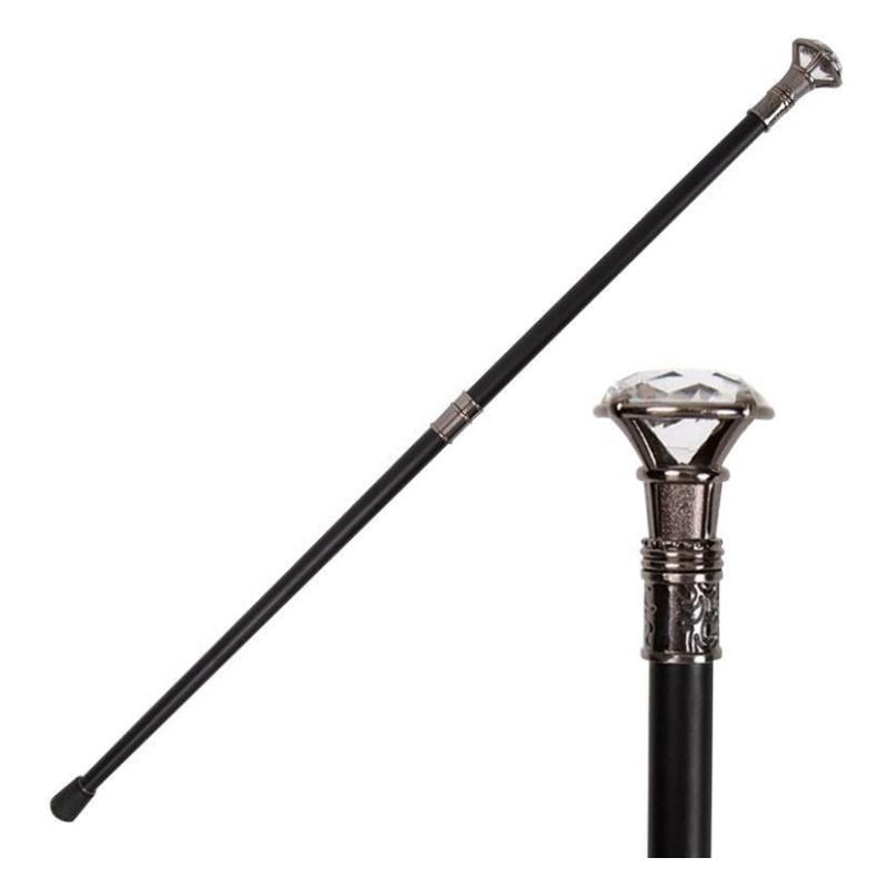 Metal Walking Stick Crystal Head 35.8 Inch Scepter Royal Crystal King Walking Stick New Year's Eve Performance Props
