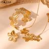Женский набор: ожерелье с подвеской в виде цветка, браслеты, кольцо с цирконом, позолоченные ожерелья из нержавеющей стали, браслет-манжета, кольца для женщин