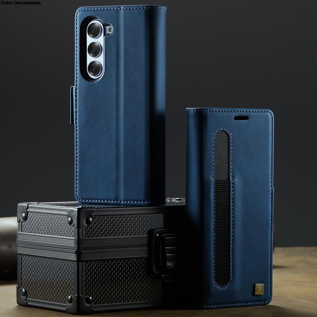 Высококлассный деловой кожаный кошелек-чехол для телефона для Samsung Galaxy Z Fold 7 6 5 с RFID-блокировкой, органайзер, держатель для карточек, сумка, противоударная защитная крышка