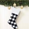 Рождественские чулки в клетку с плюшевыми манжетами, декор для чулок, подарочный пакет