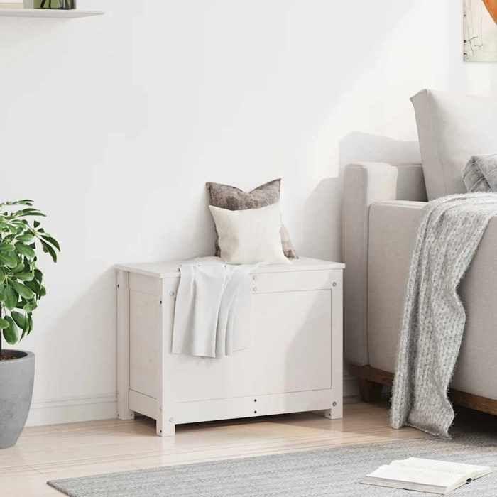 823545 vidaXL Storage Box White 60x32x45.5 Cm Solid Pine Wood