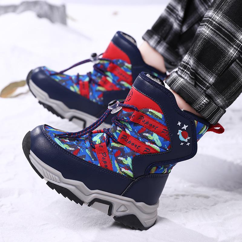 Осенне-зимние унисекс детские зимние кроссовки для мальчиков и девочек зимние ботинки с флисом для активного отдыха нескользящие зимние ботинки для девочек и подростков