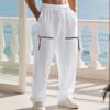 All-season Lightweight Men’s Casual Loose-fit Linen Drawstring Trousers; Hip-hop-style Linen Trousers for Men