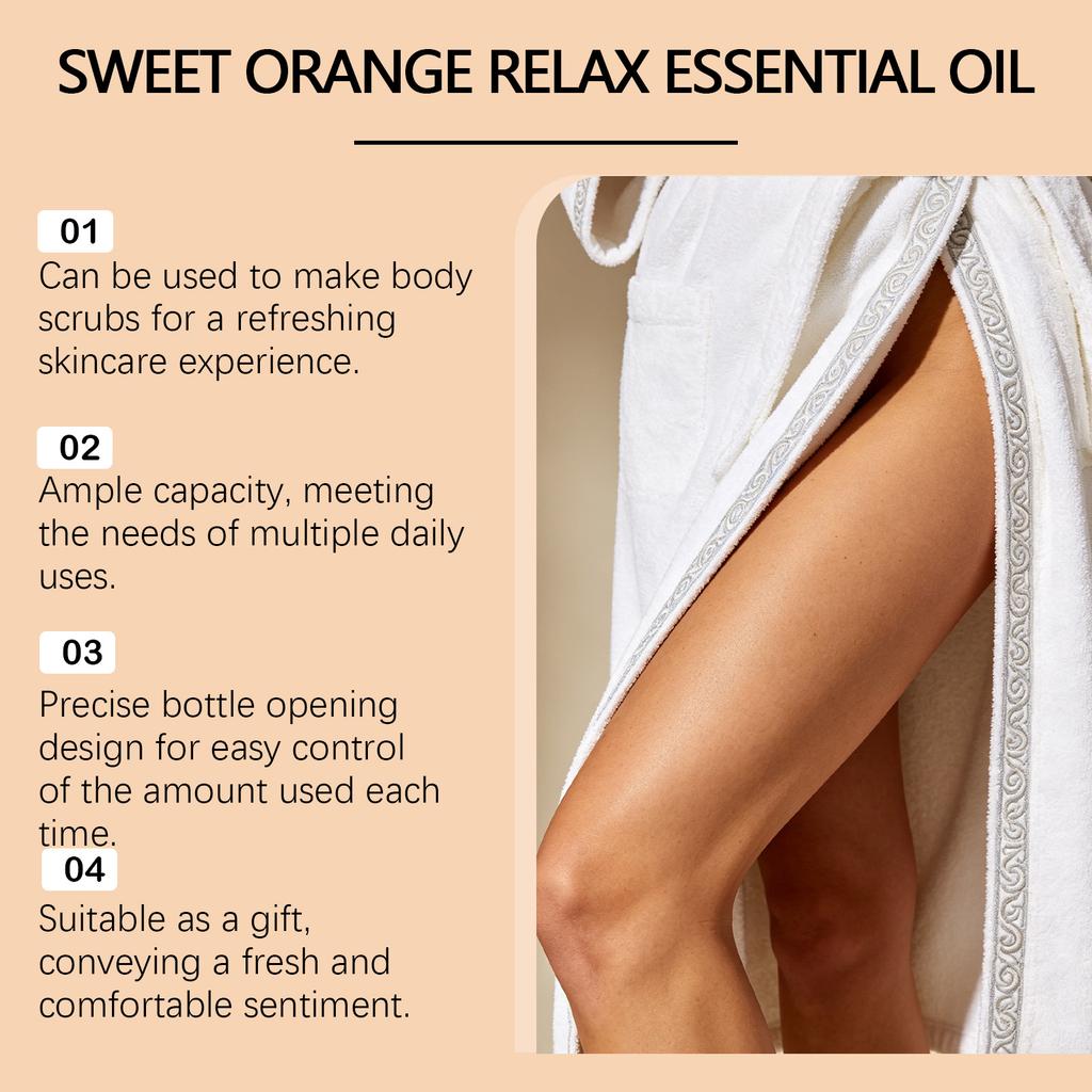 Sweet Orange Body Care Oil, Gentle Nourishing Smooth Skin, Lightweight Non-Sticky Moisturizing Essential Oil