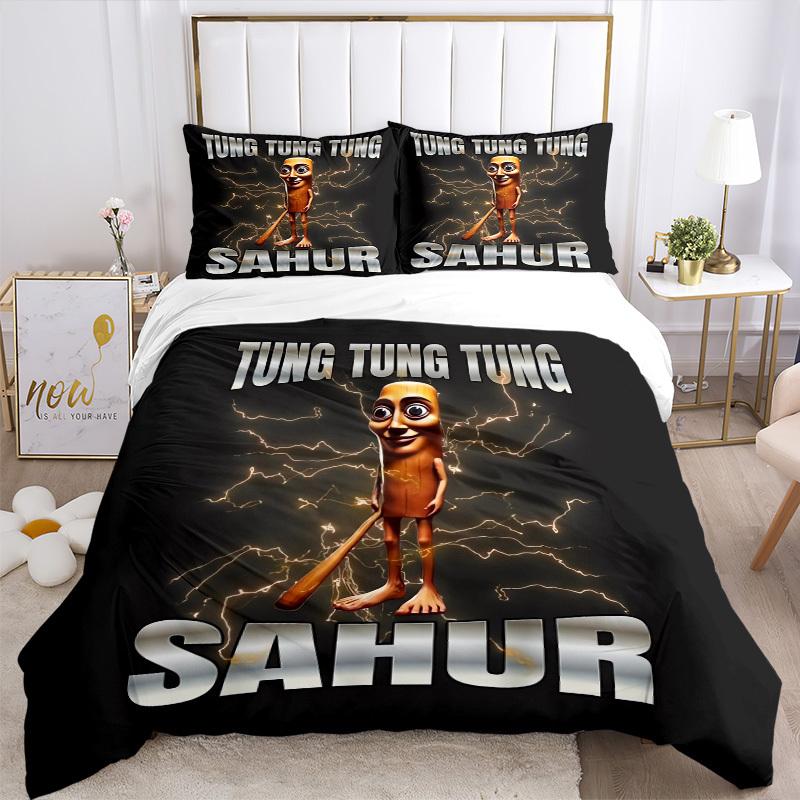 Постельное белье Tung Tung Sahur - 3 предмета, пододеяльник, подарок для спальни, без наполнителя B122