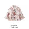Kaslead New Arrival Women's Clothing Fashion Style Fashion Minimalist French Style Floral Gauzy Puff Sleeve Shirt