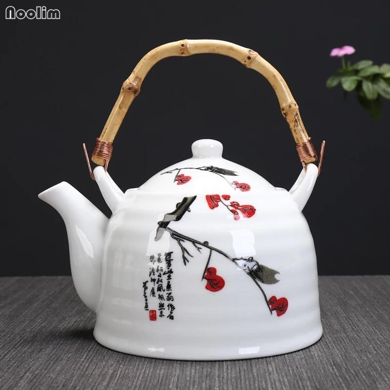 Large Capacity Ceramic High Temperature Teapot with Handle and Filter White Porcelain Restaurant Tea Pot