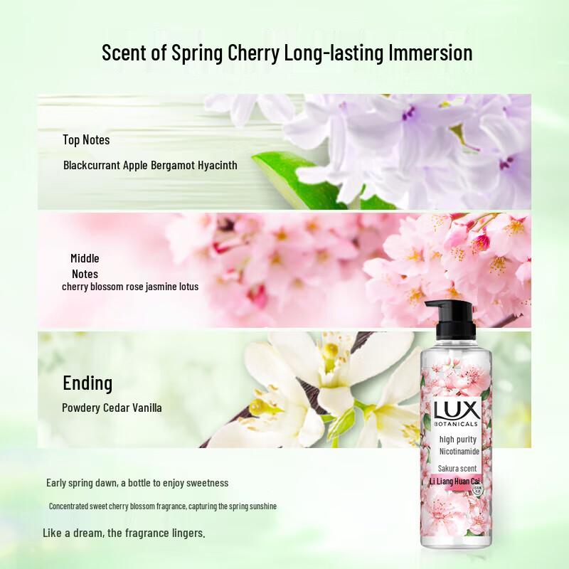 Lux Botanical Essential Oil Shower Gel with Cherry Blossom & Niacinamide