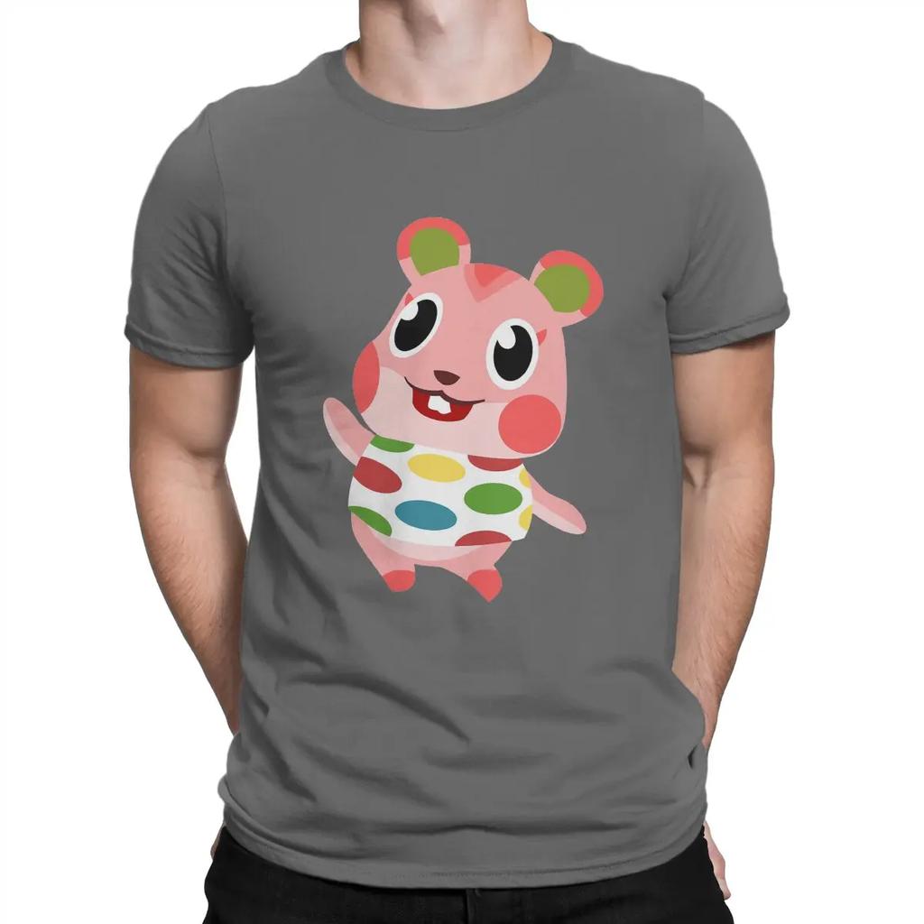 Animal Funny Crossing Game Creative TShirt for Men Pink Round Collar Pure Cotton T Shirt Distinctive Birthday Gifts OutdoorWear