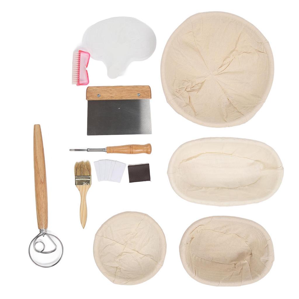 Набор корзин для расстойки хлеба, круглая овальная корзина из натурального ротанга для расстойки закваски со скребком для теста