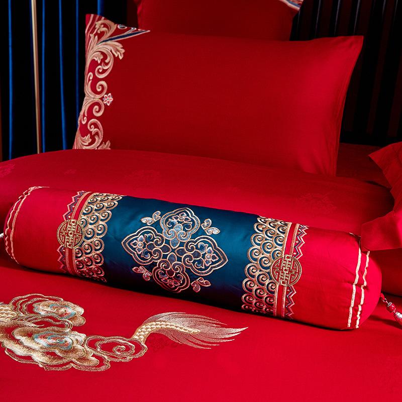 Атласный австралийский хлопок, жаккардовый свадебный комплект из четырех предметов плотностью 200, большой красный элитный роскошный свадебный комплект из нескольких предметов