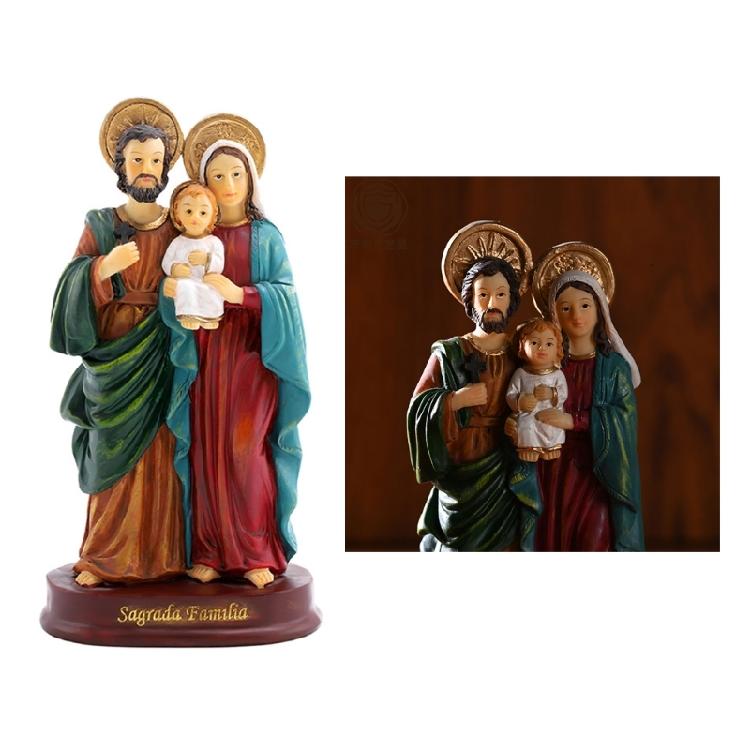Holy Family Statue with Child Catholic Standing Figurine Religious Gift for Home Decors Desktop Table Ornament