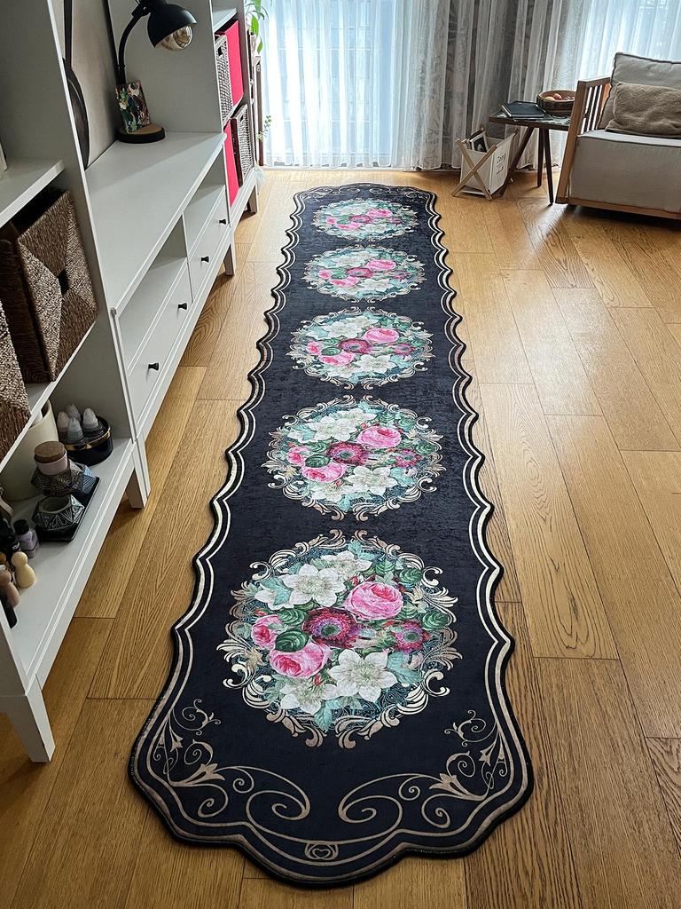 EPeddler Home Современный классический узор с розами Цифровая печать Нескользящая точечная основа Новое поколение гостиной, кухни, столовой Ковер и дорожка