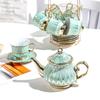 Titanium Plated Coffee Pot Cup Plate Ceramic Coffee Cup Tea Pot Set
