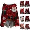 Women's Fashion Christmas Print Lightweight Sweater Casual Long-Sleeve Knit Pullover Top
