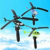 Wuzhou-5pcs Flying Helicopter Set Realistic Pull String Flying Chopper With Launcher For Kids Mixed Color Mixed Pattern