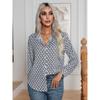 Spring and Autumn Women's Shirt Fashion Geometric Print Long Sleeve Top