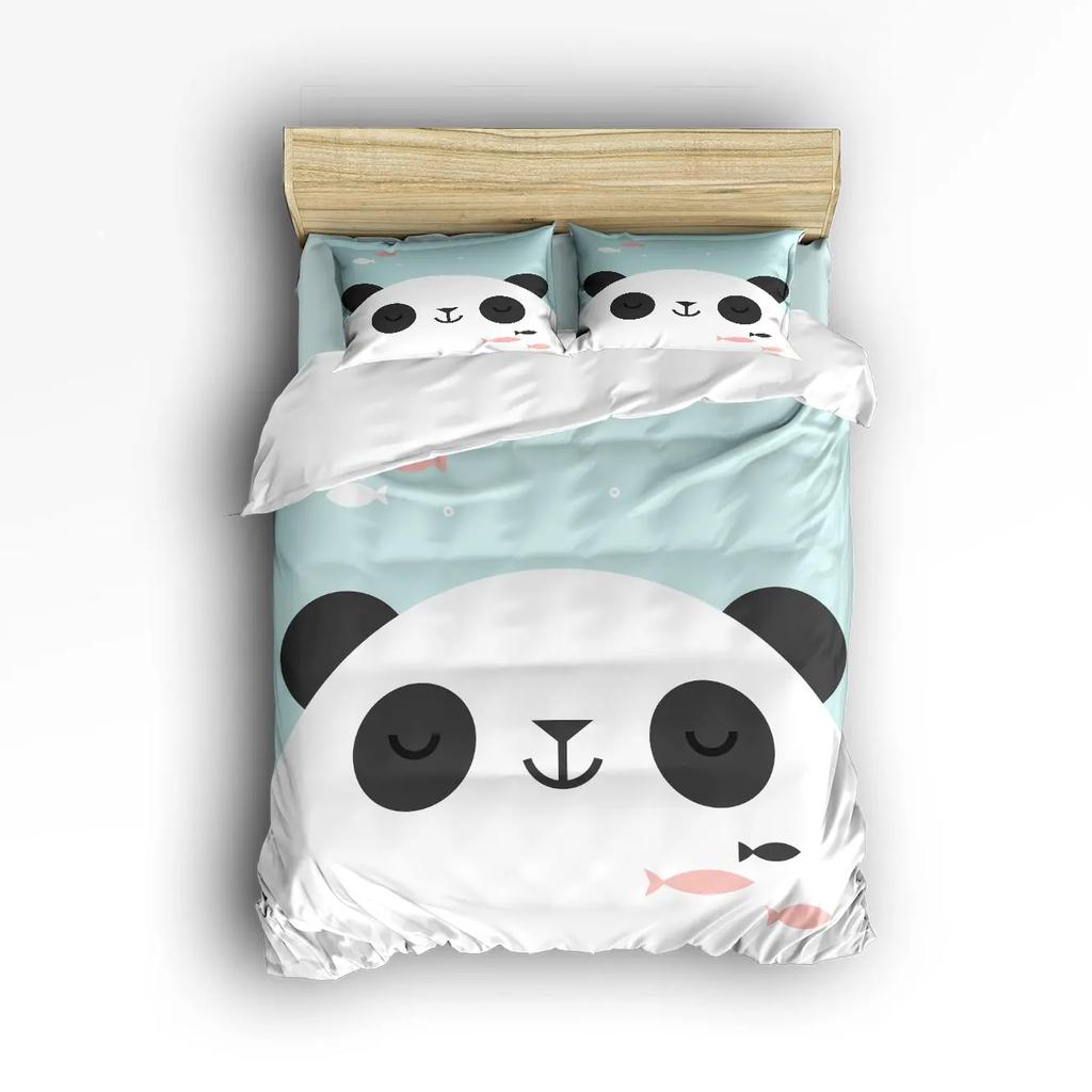 Panda King Dimension Коллекция постельного белья для полной кровати Детский постельный комплект на тему Любовь Мультяшное животное Пододеяльник Велосипед Воздушный шар Стрекоза Полиэстер Одеяло