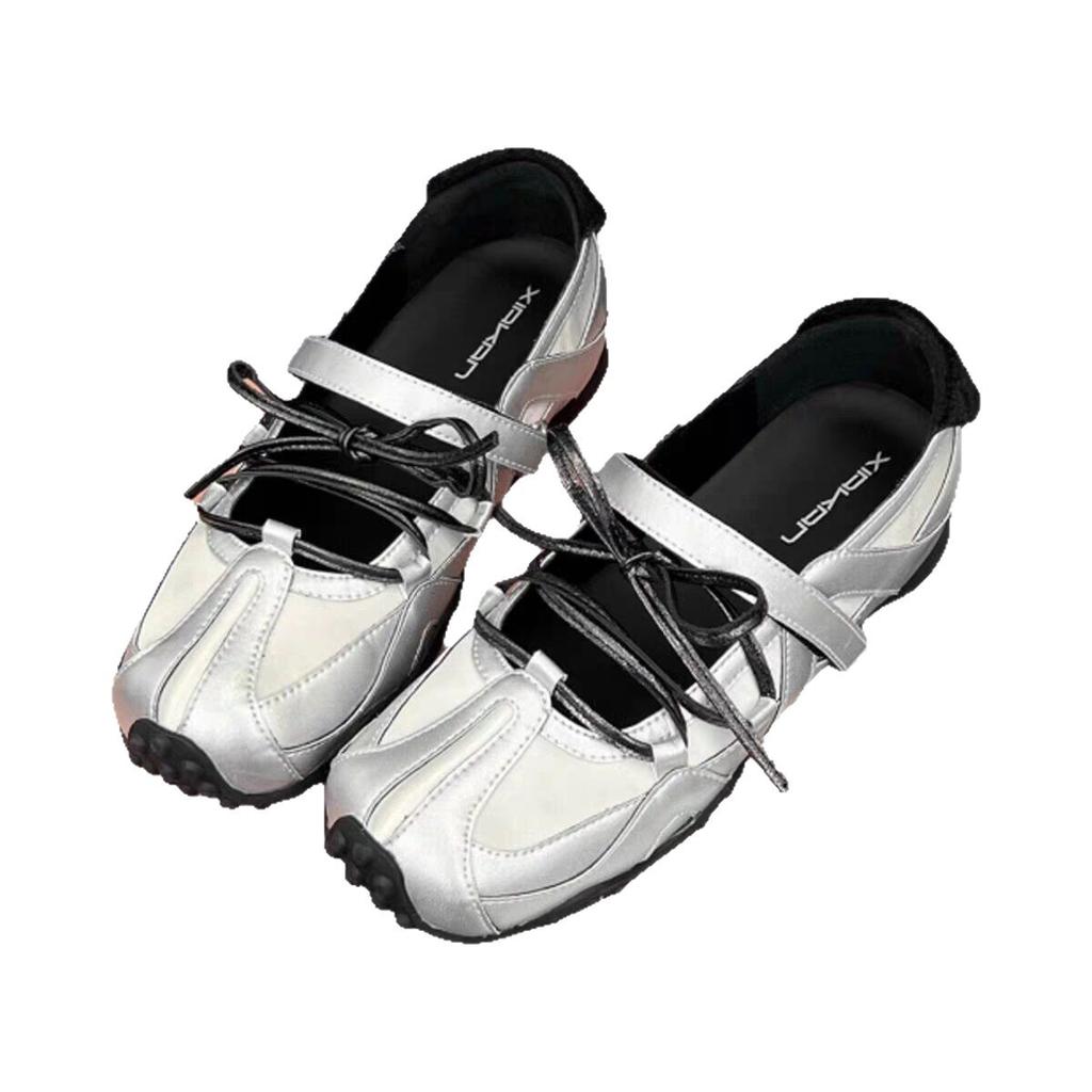 H55 Dream Maker того же стиля - Туфли Мэри Джейн на липучке Rebel Ballet из комбинированной кожи, женские повседневные универсальные одинарные туфли