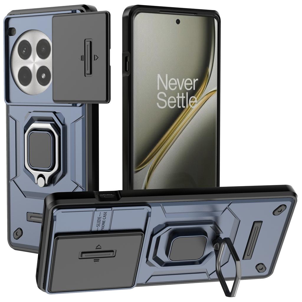 For OnePlus Ace 3 Pro 5G Case PC+TPU Ring Kickstand Phone Protector with Lens Cover