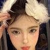 1 Pair White Feather Hair Clip Ballet Style Faux Pearl Charm Artificial Swan Feather Hair Pins for Women Girls Wedding Bride Fashion Headpiece