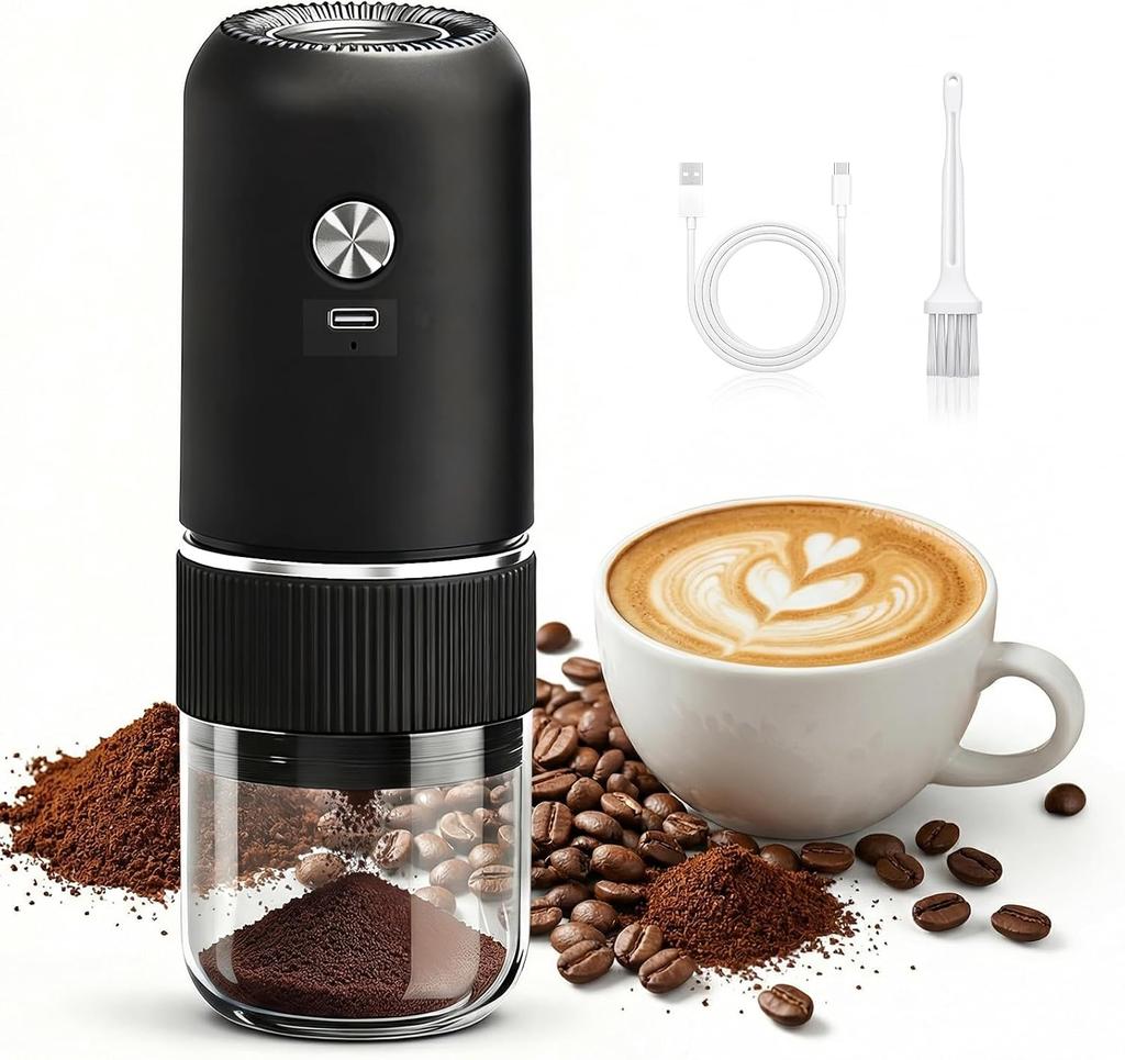 Electric Coffee Grinders, Rechargeable Adjustable Coarseness, Small Coffee Grinder for Travel, Camping