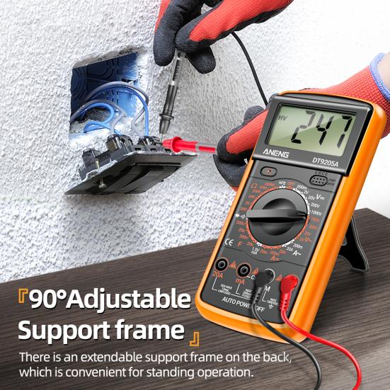 Цифровой мультиметр с ЖК-дисплеем, автоматический диапазон, профессиональное измерение емкости, частоты, сопротивления, портативный тестер транзисторов переменного/постоянного тока Electrica