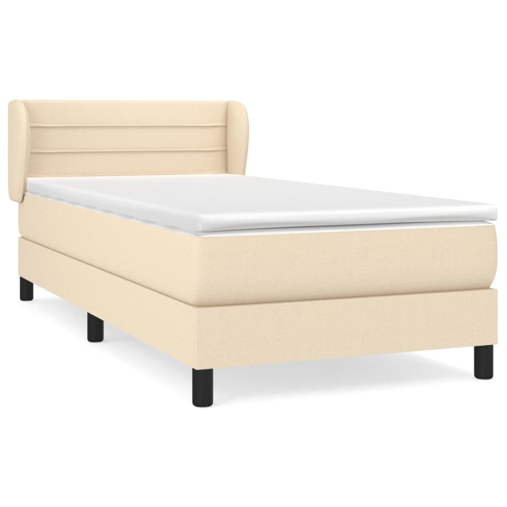 Box Spring Bed with Mattress Cream 90 x 200 cm Fabric