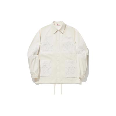 Свободная повседневная куртка с узором в виде пятиконечной звезды Li Ning, унисекс, молочно-белая AFDU275-1