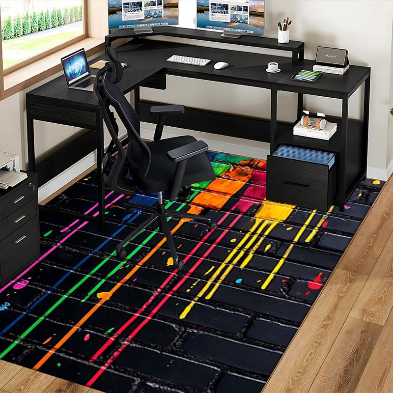 1pc Colorful Paint Drips Chair Mat - Festival Gift, Non-Slip Carpet for Office Chairs, Suitable for Home Decor, Living Room, Bedroom, Game Room.P045