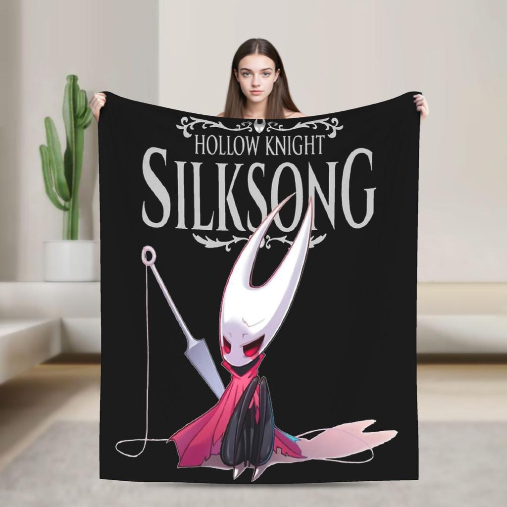 Hollow Knight Silksong Gothic Flannel Throw Fashion Blankets Indie Game for Bedspreads Knitted Fashion Blanket Office Ultra-Soft Multifuncti