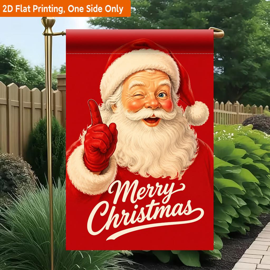 2D Flat - 2D Flat Printing Garden Flag 1pc, Merry Christmas Celebration Durable Single-Sided Print Yard Flag, Garden & Home Holiday Decoration, 29.97X